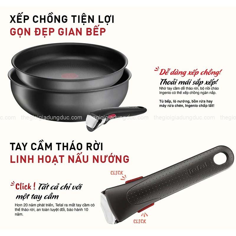 Set 2 chảo chống dính Tefal Ingenio Daily Chef L7619022 24cm và 26cm cán rời