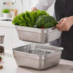 Set chậu và rổ vuông Moos by Fine inox 304