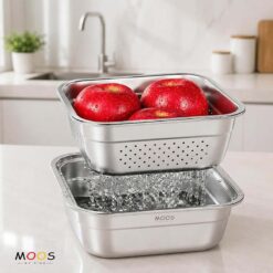 Set chậu và rổ vuông Moos by Fine inox 304