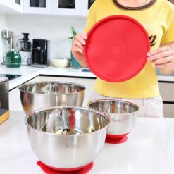 Bộ 3 âu trộn Michelangelo LIAM inox 304 cao cấp kèm nắp tiện lợi