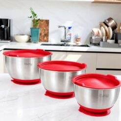 Bộ 3 âu trộn Michelangelo LIAM inox 304 cao cấp kèm nắp tiện lợi