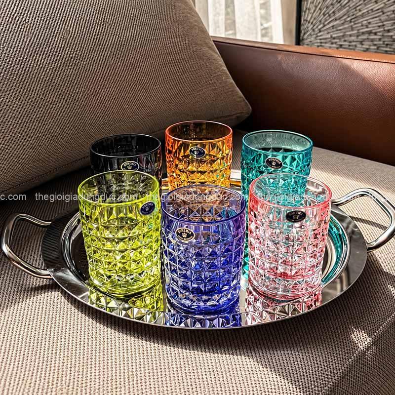 bo-6-coc-pha-le-mau-bohemia-diamond-230ml (1) Bộ 6 cốc pha lê màu Bohemia Diamond 230ml