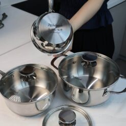 Bộ nồi quánh inox Michelangelo 3 món
