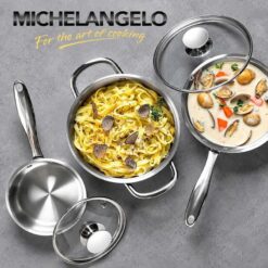 Bộ nồi quánh inox Michelangelo 3 món