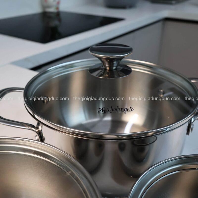Bộ nồi quánh inox Michelangelo 3 món