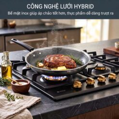 Chảo chiên inox chống dính liền khối Tefal Power vân thép