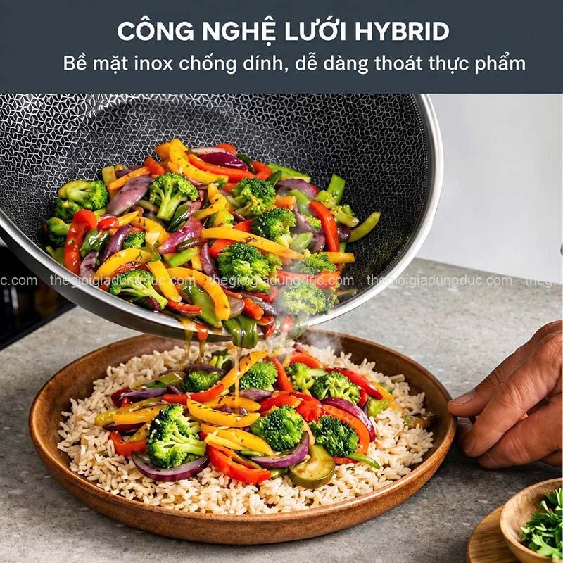 Chảo xào inox chống dính liền khối Tefal Power E3411655 28cm có nắp