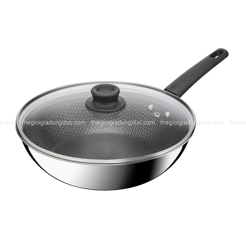 chao-xao-inox-chong-dinh-lien-khoi-tefal-power-e3411655-28cm-co-nap (2) Chảo xào inox chống dính liền khối Tefal Power E3411655 28cm có nắp