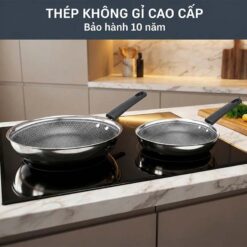 Chảo xào inox chống dính liền khối Tefal Power E3411655 28cm có nắp