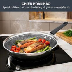 Chảo xào inox chống dính liền khối Tefal Power E3411655 28cm có nắp