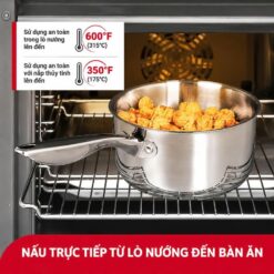 Quánh inox Michelangelo 20cm kèm nắp kính và xửng hấp