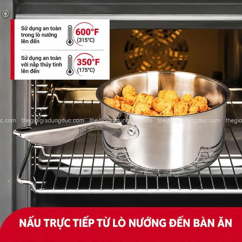 Quánh inox Michelangelo 20cm kèm nắp kính và xửng hấp