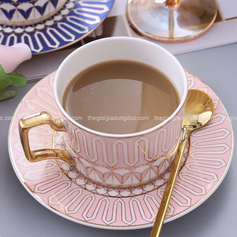 Set 2 cốc trà chiều kèm thìa và đĩa lót