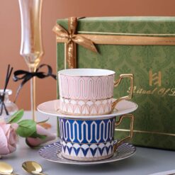Set 2 cốc trà chiều kèm thìa và đĩa lót