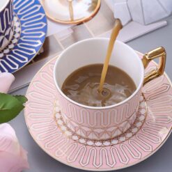 Set 2 cốc trà chiều kèm thìa và đĩa lót