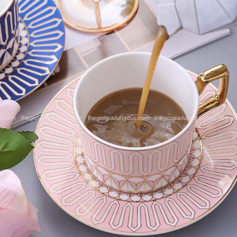 Set 2 cốc trà chiều kèm thìa và đĩa lót