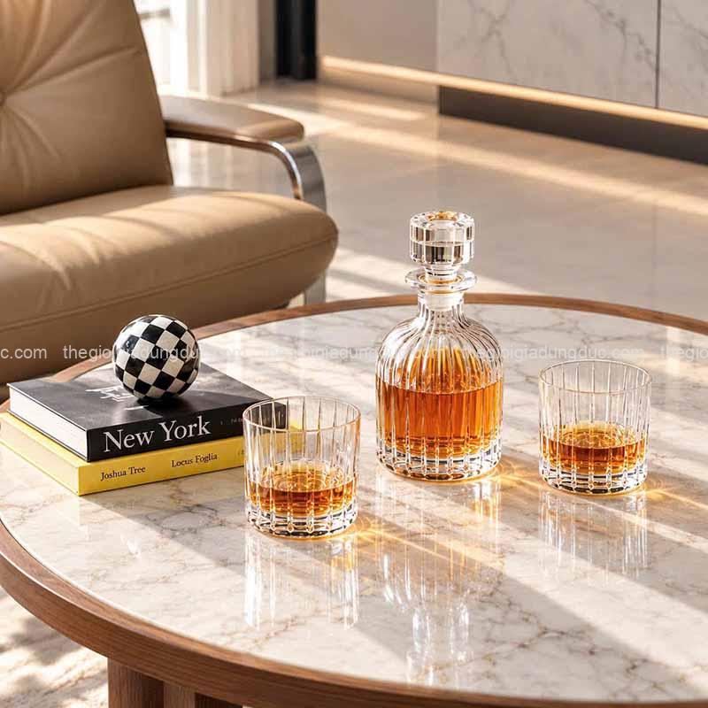 Set pha lê 1 bình 2 cốc chồng nhau whisky Bohemia Bar Selection Deluxe
